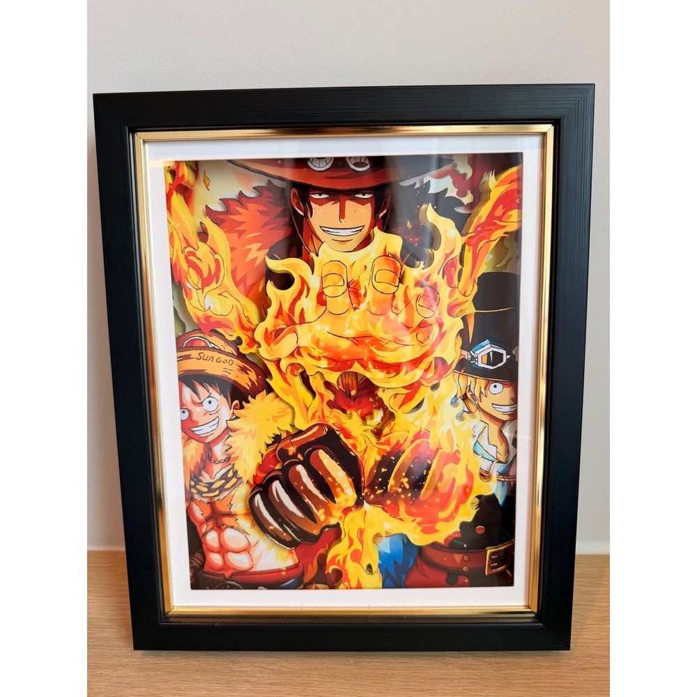 One Piece 3D Shadow Box Framed Art Ace Luffy Sabo Anime Manga Japan Otaku
